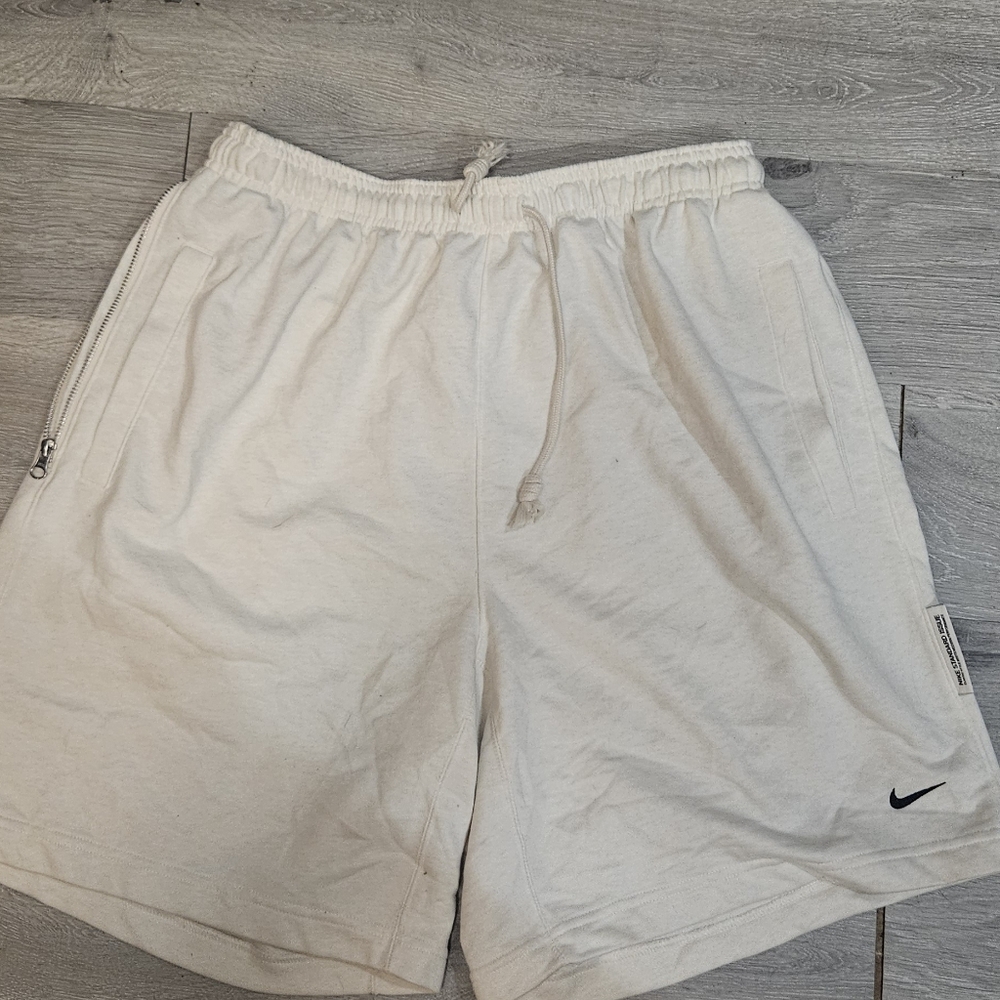 Nike White Athletic Shorts with Elastic Waistband